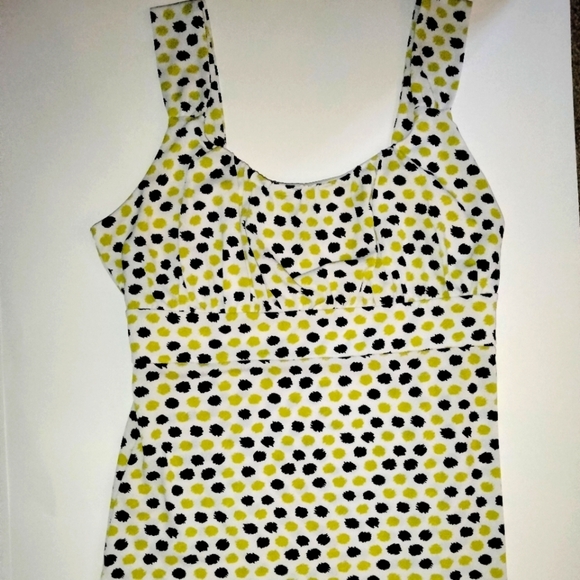 Ann Taylor (Size M) Black & Neon Green Swiss Dot Casual Fashion Tank - Picture 1 of 9